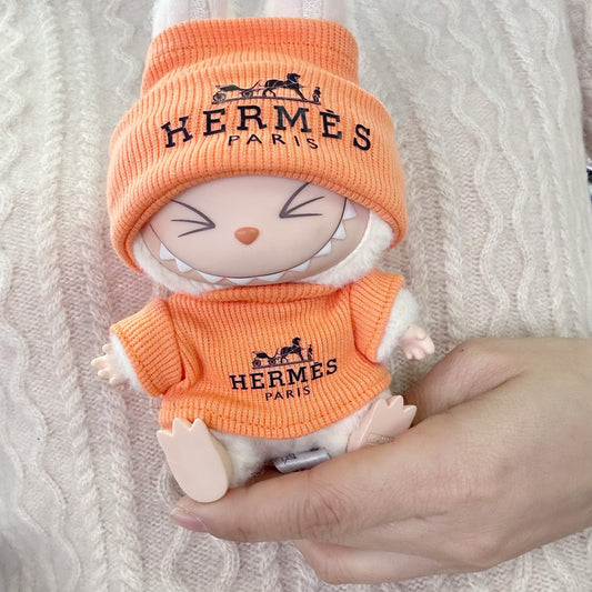 POP MART The Monsters Labubu Fashion Dress - Hermes Style Black Top + Black hat