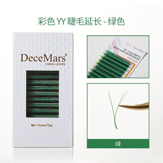 DeceMars Colored 0.07mm YY Eyelashes Extension 12 Lines-Green