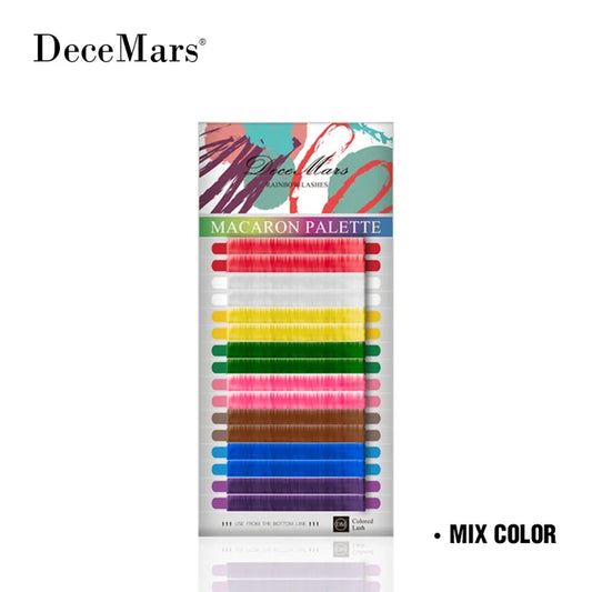 DeceMars  Colored Eyelash Extension 16lines One Tray Mixed Color Curl C