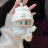 POP MART The Monsters Labubu Fashion Dress - L Style White Top with Metallic Logo + White Hat