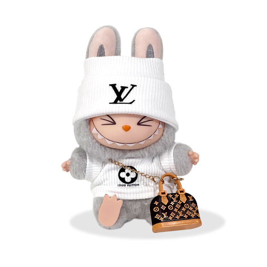 POP MART The Monsters Labubu Fashion Dress - LV Style White Top+ Hat