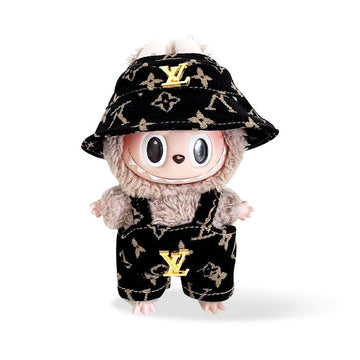 POP MART The Monsters Labubu Fashion Dress -LV-style Overalls + LV-style Hat