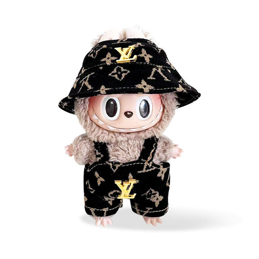 POP MART The Monsters Labubu Fashion Dress -LV-style Overalls + LV-style Hat